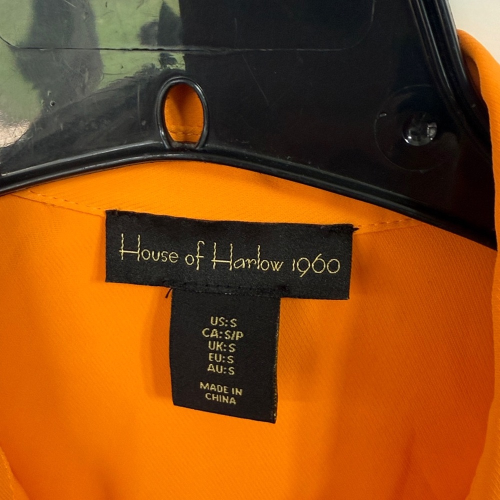 House of Harlow 1960 Like New Tangerine Orange Wrap Tie-Front Mini Dress S - Picture 3 of 8